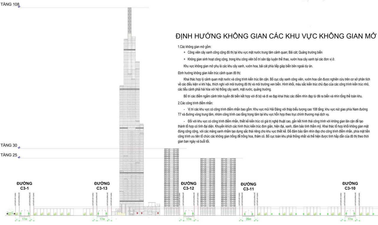 Hình kỹ thuật Toà tháp văn phòng Vinhomes Cần Giờ cao 108 tầng